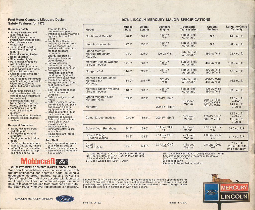 1976 Lincoln Mercury Brochure Page 21